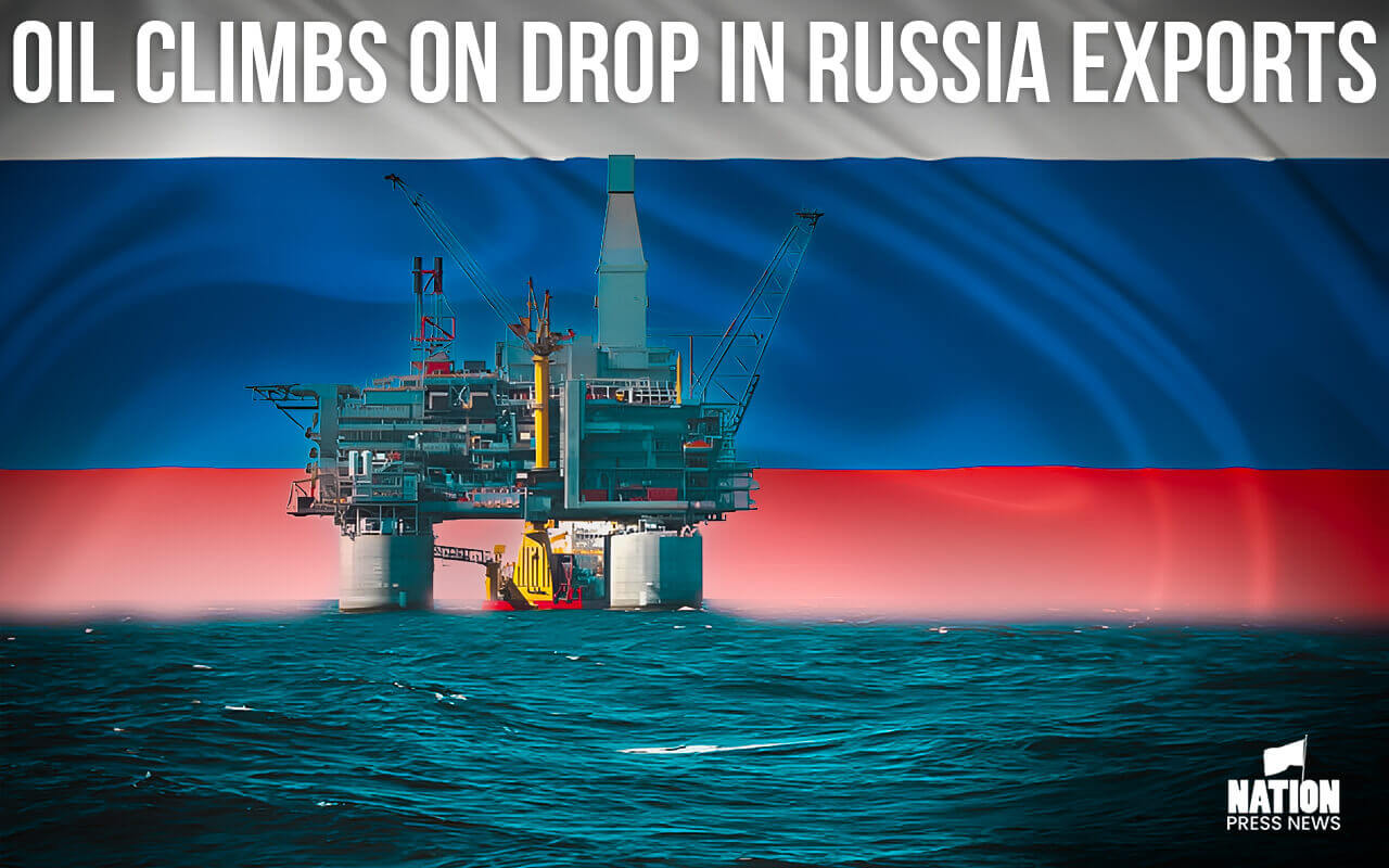 Oil climbs on drop in Russia exports, Red Sea jitters